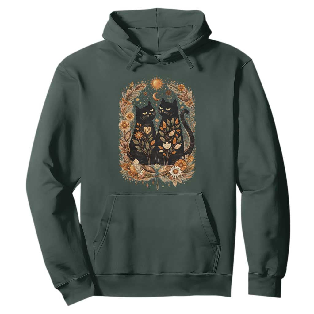 Subtle FDT Hoodie Vintage Flower Black Cat Social Activist TS10 Dark Forest Green Print Your Wear
