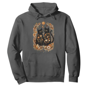 Subtle FDT Hoodie Vintage Flower Black Cat Social Activist TS10 Dark Heather Print Your Wear