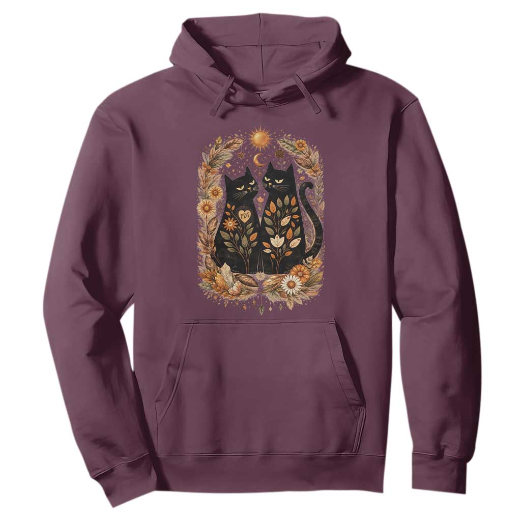 Subtle FDT Hoodie Vintage Flower Black Cat Social Activist TS10 Maroon Print Your Wear