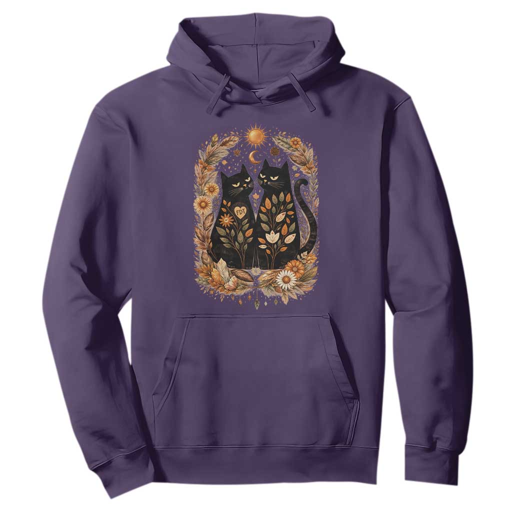 Subtle FDT Hoodie Vintage Flower Black Cat Social Activist TS10 Purple Print Your Wear