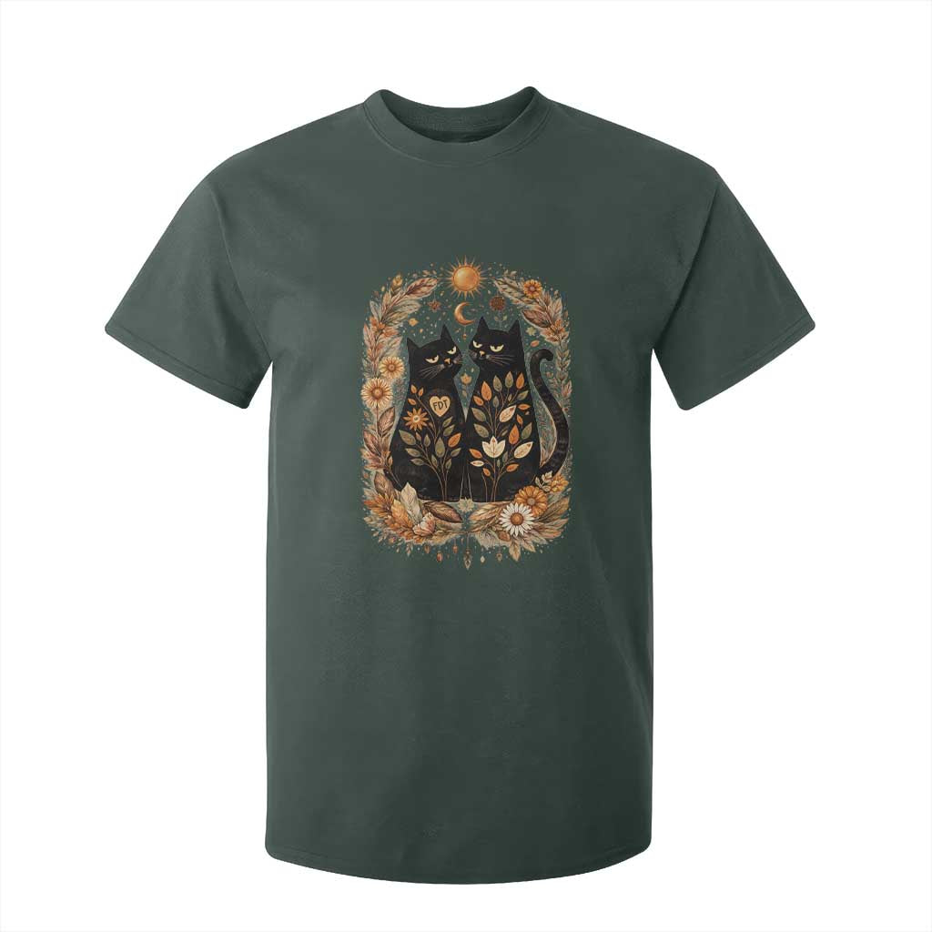 Subtle FDT T Shirt For Kid Vintage Flower Black Cat Social Activist TS10 Dark Forest Green Print Your Wear
