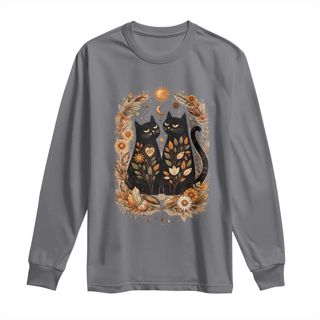 Subtle FDT Long Sleeve Shirt Vintage Flower Black Cat Social Activist TS10 Charcoal Print Your Wear
