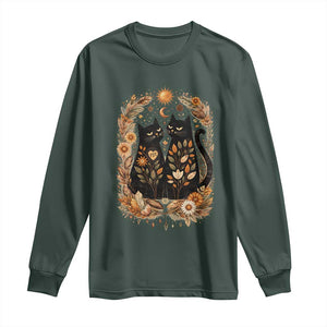 Subtle FDT Long Sleeve Shirt Vintage Flower Black Cat Social Activist TS10 Dark Forest Green Print Your Wear