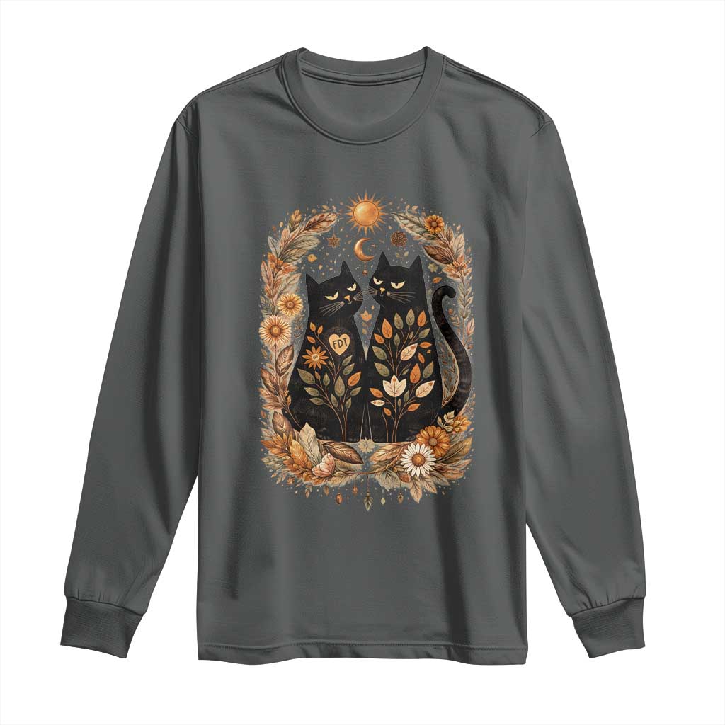 Subtle FDT Long Sleeve Shirt Vintage Flower Black Cat Social Activist TS10 Dark Heather Print Your Wear