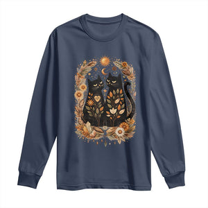 Subtle FDT Long Sleeve Shirt Vintage Flower Black Cat Social Activist TS10 Navy Print Your Wear