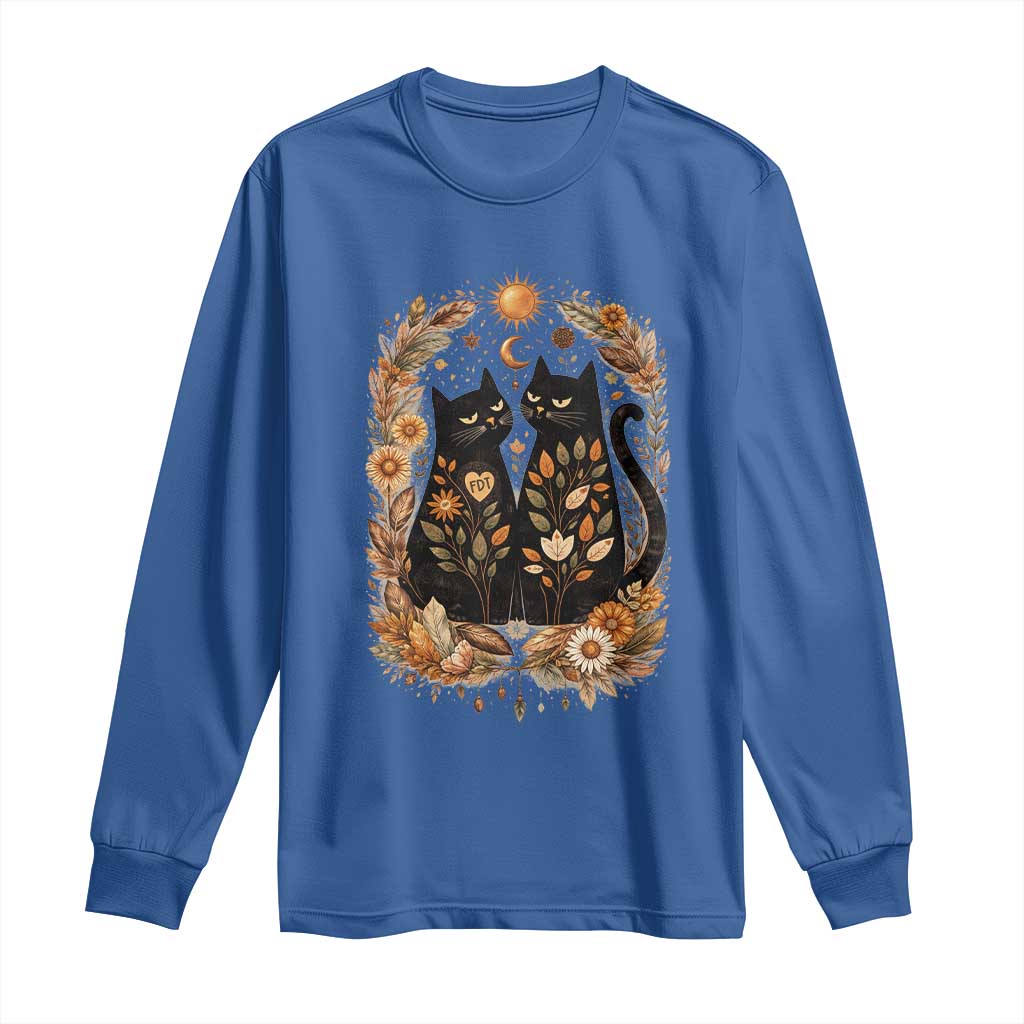 Subtle FDT Long Sleeve Shirt Vintage Flower Black Cat Social Activist TS10 Royal Blue Print Your Wear