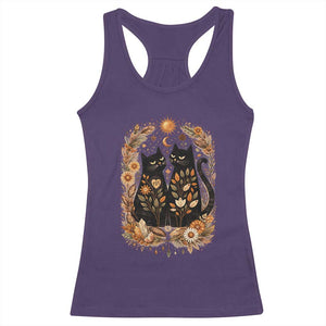 Subtle FDT Racerback Tank Top Vintage Flower Black Cat Social Activist TS10 Purple Print Your Wear