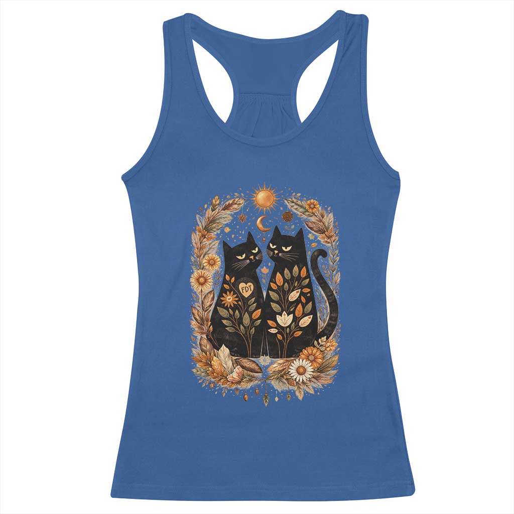 Subtle FDT Racerback Tank Top Vintage Flower Black Cat Social Activist TS10 Royal Blue Print Your Wear