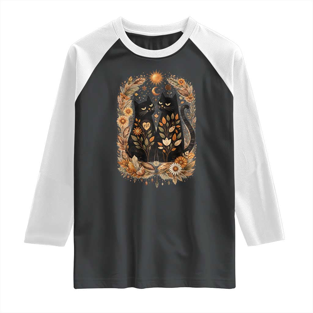 Subtle FDT Raglan Shirt Vintage Flower Black Cat Social Activist TS10 Black White Print Your Wear