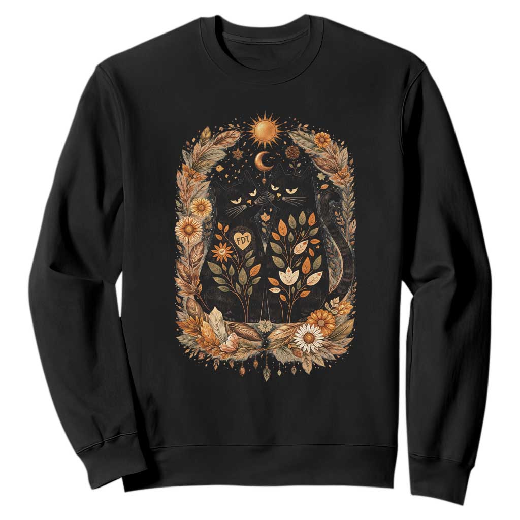 Subtle FDT Sweatshirt Vintage Flower Black Cat Social Activist TS10 Black Print Your Wear