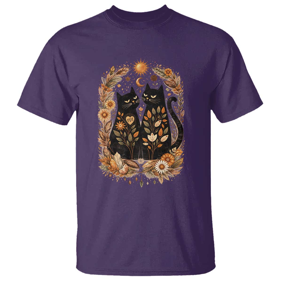 Subtle FDT T Shirt Vintage Flower Black Cat Social Activist TS10 Purple Print Your Wear