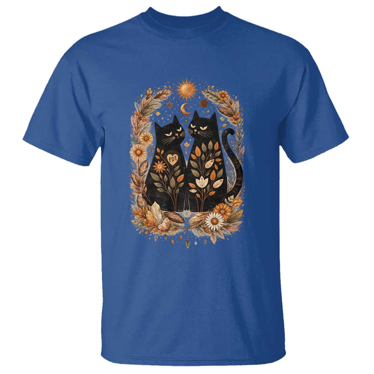 Subtle FDT T Shirt Vintage Flower Black Cat Social Activist TS10 Royal Blue Print Your Wear