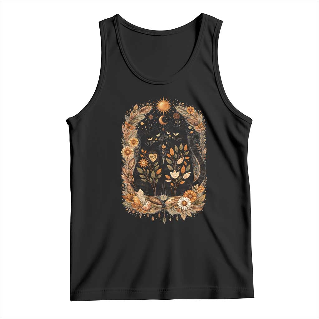 Subtle FDT Tank Top Vintage Flower Black Cat Social Activist TS10 Black Print Your Wear
