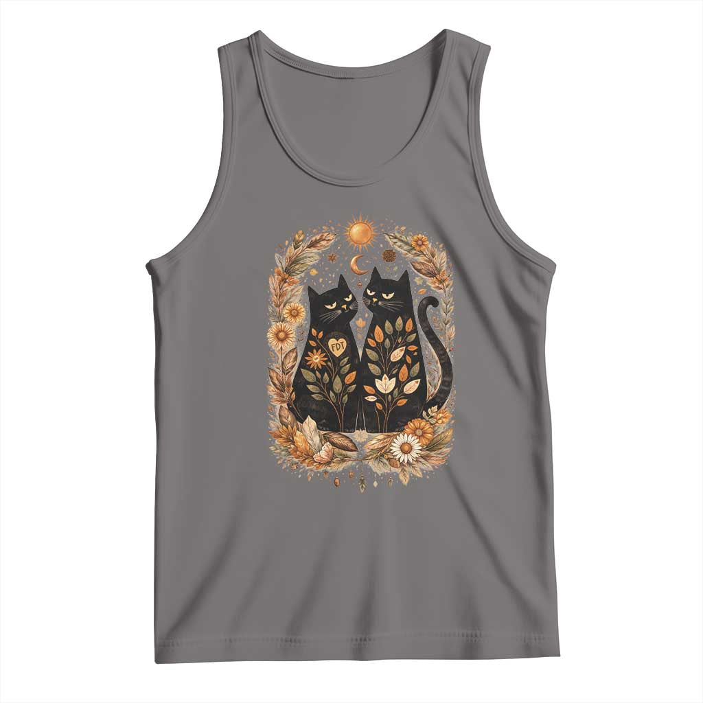 Subtle FDT Tank Top Vintage Flower Black Cat Social Activist TS10 Deep Heather Print Your Wear