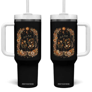 Subtle FDT Tumbler With Handle Vintage Flower Black Cat Social Activist TS10 One Size: 40 oz Black Print Your Wear