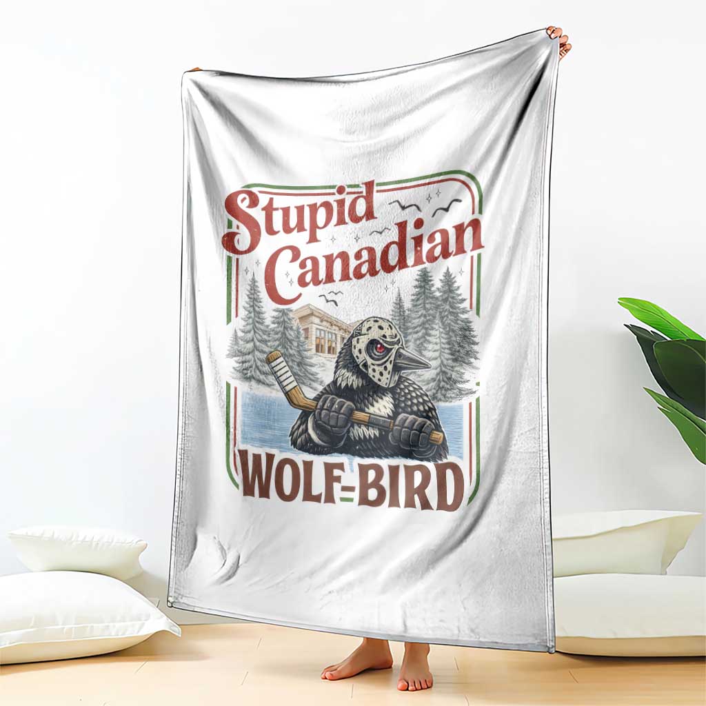 Stupid Canadian Wolf Bird Throw Blanket Vintage Heated Hookey Loon Meme TS10 Print Your Wear