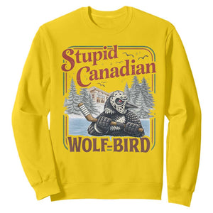 Stupid Canadian Wolf Bird Sweatshirt Vintage Heated Hookey Loon Meme TS10 Daisy Print Your Wear