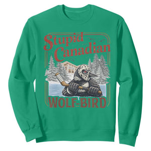 Stupid Canadian Wolf Bird Sweatshirt Vintage Heated Hookey Loon Meme TS10 Irish Green Print Your Wear