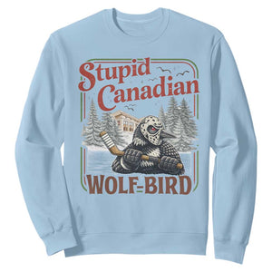 Stupid Canadian Wolf Bird Sweatshirt Vintage Heated Hookey Loon Meme TS10 Light Blue Print Your Wear