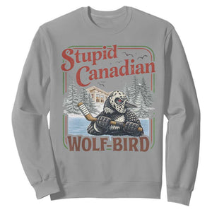 Stupid Canadian Wolf Bird Sweatshirt Vintage Heated Hookey Loon Meme TS10 Sport Gray Print Your Wear