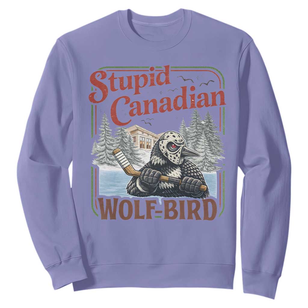 Stupid Canadian Wolf Bird Sweatshirt Vintage Heated Hookey Loon Meme TS10 Violet Print Your Wear