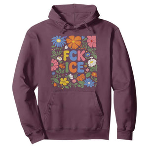 Fck Ice Hoodie Funny Boho Floral Resist Retro Pro Immigration TS10 Maroon Print Your Wear