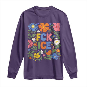 Fck Ice Long Sleeve Shirt Funny Boho Floral Resist Retro Pro Immigration TS10 Purple Print Your Wear