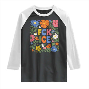 Fck Ice Raglan Shirt Funny Boho Floral Resist Retro Pro Immigration TS10 Black White Print Your Wear