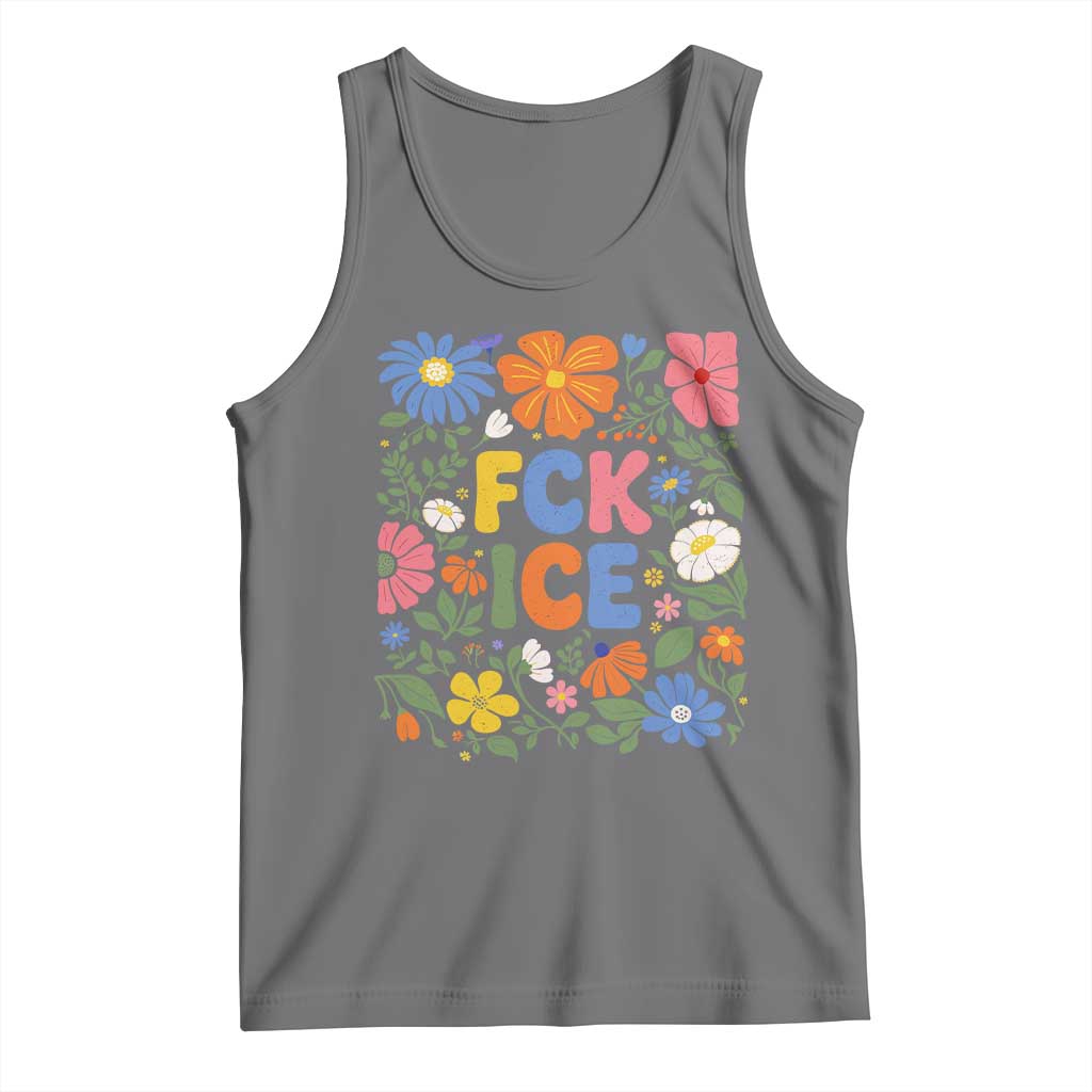 Fck Ice Tank Top Funny Boho Floral Resist Retro Pro Immigration TS10 Black Heather Print Your Wear
