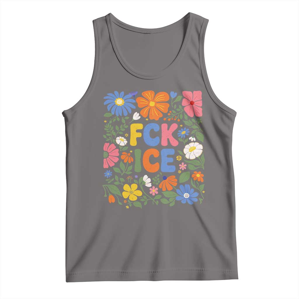 Fck Ice Tank Top Funny Boho Floral Resist Retro Pro Immigration TS10 Deep Heather Print Your Wear
