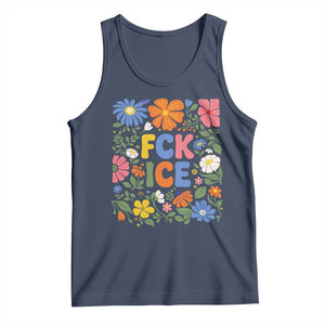 Fck Ice Tank Top Funny Boho Floral Resist Retro Pro Immigration TS10 Navy Print Your Wear