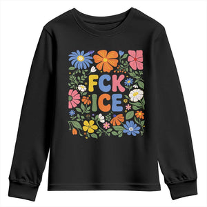 Fck Ice Youth Sweatshirt Funny Boho Floral Resist Retro Pro Immigration TS10 Black Print Your Wear