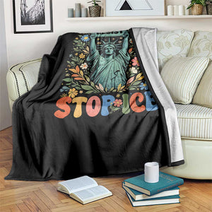 Stop ICE Throw Blanket Funny Statue of Liberty Boho Floral Resist Retro TS10 Print Your Wear