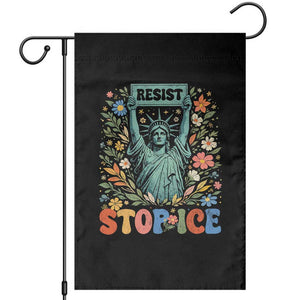 Stop ICE Garden Flag Funny Statue of Liberty Boho Floral Resist Retro TS10 Black Print Your Wear