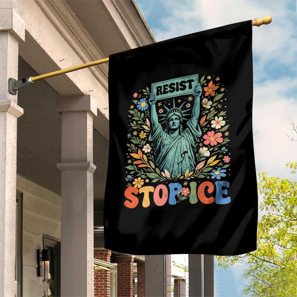 Stop ICE Garden Flag Funny Statue of Liberty Boho Floral Resist Retro TS10 Print Your Wear