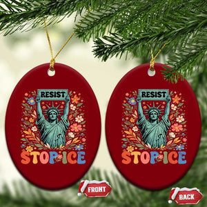 Stop ICE Ceramic Ornament Funny Statue of Liberty Boho Floral Resist Retro TS10 Print Your Wear