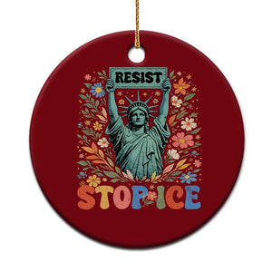 Stop ICE Ceramic Ornament Funny Statue of Liberty Boho Floral Resist Retro TS10 1pc Red Print Your Wear