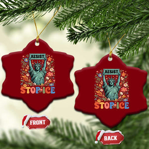 Stop ICE Ceramic Ornament Funny Statue of Liberty Boho Floral Resist Retro TS10 Print Your Wear