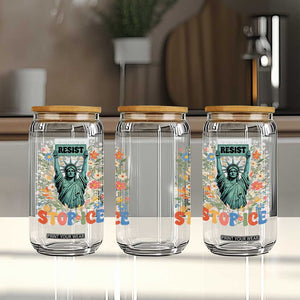 Stop ICE Glass Can Funny Statue of Liberty Boho Floral Resist Retro TS10 Print Your Wear