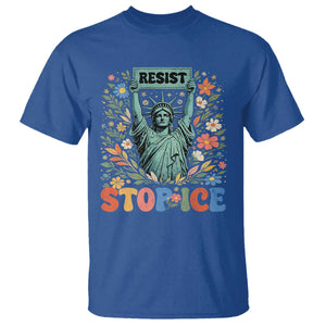 Stop ICE T Shirt Funny Statue of Liberty Boho Floral Resist Retro TS10 Royal Blue Print Your Wear