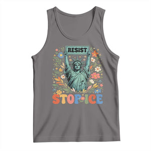Stop ICE Tank Top Funny Statue of Liberty Boho Floral Resist Retro TS10 Deep Heather Print Your Wear