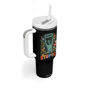 Stop ICE Tumbler With Handle Funny Statue of Liberty Boho Floral Resist Retro TS10 Print Your Wear