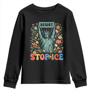 Stop ICE Youth Sweatshirt Funny Statue of Liberty Boho Floral Resist Retro TS10 Black Print Your Wear