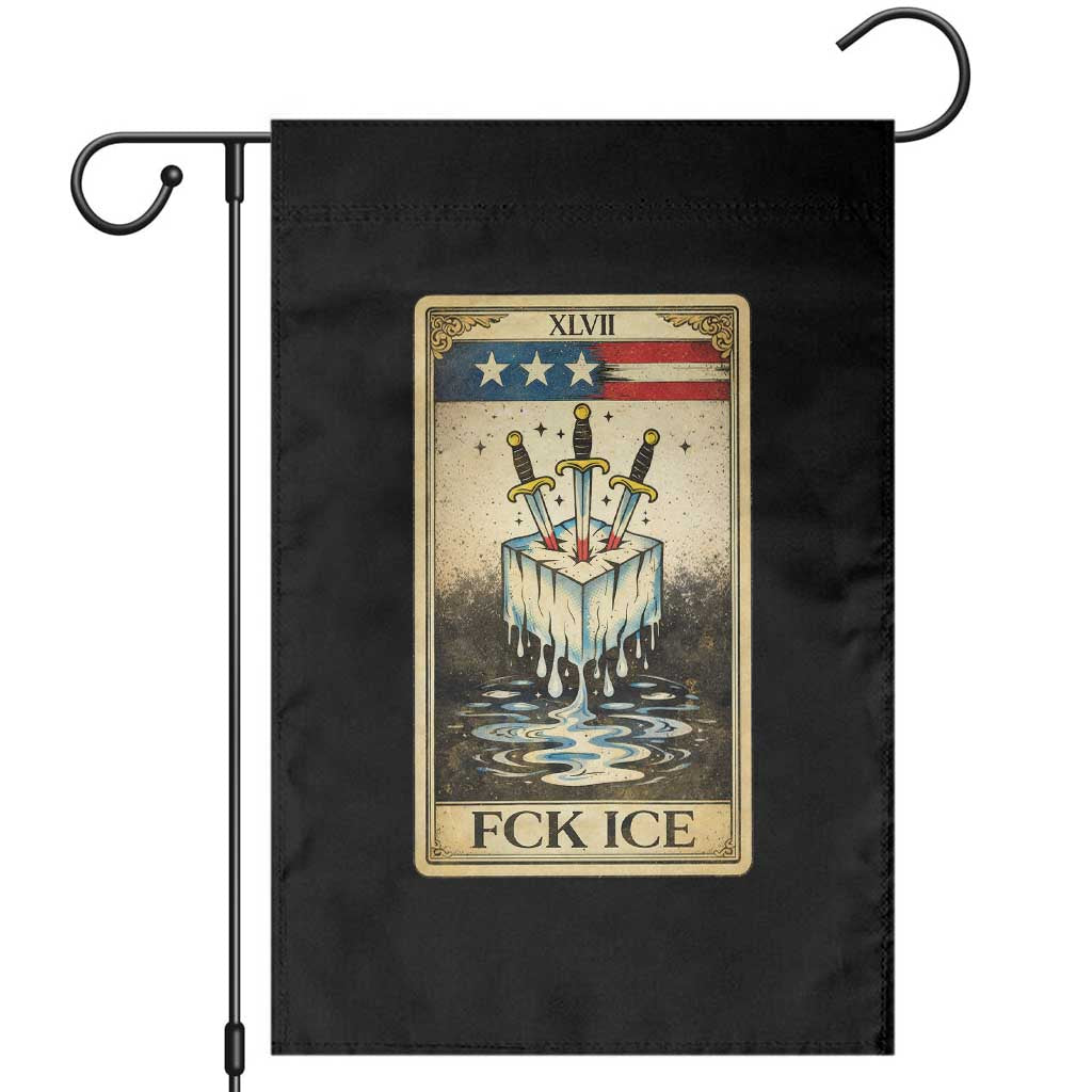 Fck Ice Garden Flag Retro Tarot Card FDT Protest Satirical Graphic TS10 Black Print Your Wear
