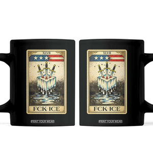 Fck Ice Coffee Mug Retro Tarot Card FDT Protest Satirical Graphic TS10 Black Print Your Wear