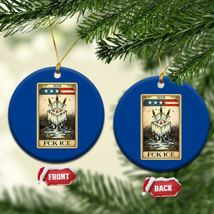 Fck Ice Ceramic Ornament Retro Tarot Card FDT Protest Satirical Graphic TS10 1pc Blue Print Your Wear