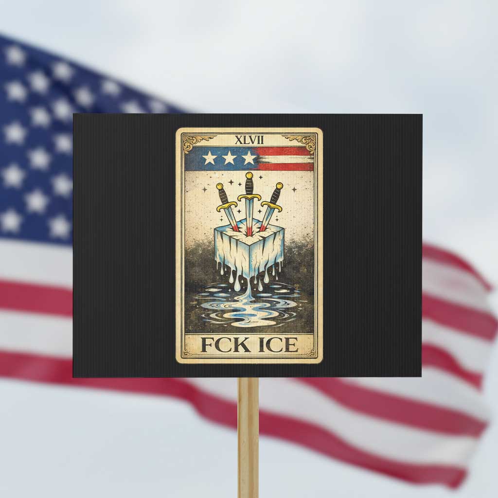 Fck Ice Protest Sign Retro Tarot Card FDT Protest Satirical Graphic TS10 Horizontal 18