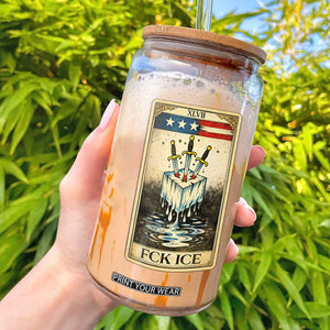 Fck Ice Glass Can Retro Tarot Card FDT Protest Satirical Graphic TS10 Black Print Your Wear