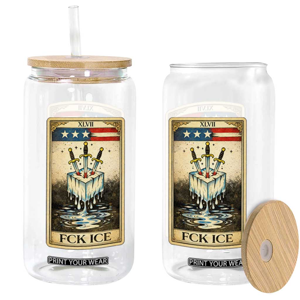 Fck Ice Glass Can Retro Tarot Card FDT Protest Satirical Graphic TS10 Print Your Wear