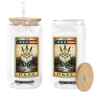 Fck Ice Glass Can Retro Tarot Card FDT Protest Satirical Graphic TS10 Print Your Wear